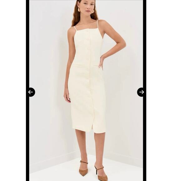 NWOT Staud Una Tailored Midi Dress in Ecru SZ S - Picture 3 of 10